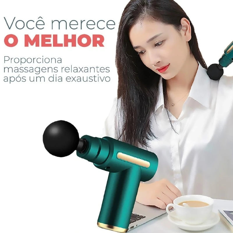 Pistola Massageadora Elétrico Profissional Muscular Recarregável