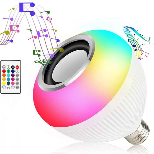 Lâmpada Bluetooth LED Caixa De Som Com Controle Remoto 12W RGB Luz Colorida